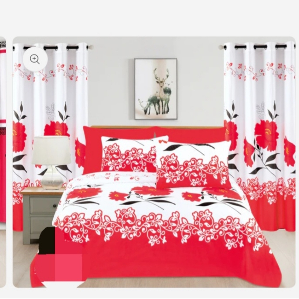 No Boundaries Red and White Floral Sheet Set